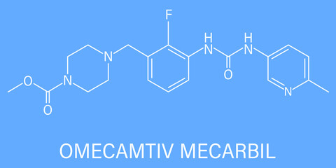 Omecamtiv mecarbil heart failure drug molecule. Skeletal formula.	
