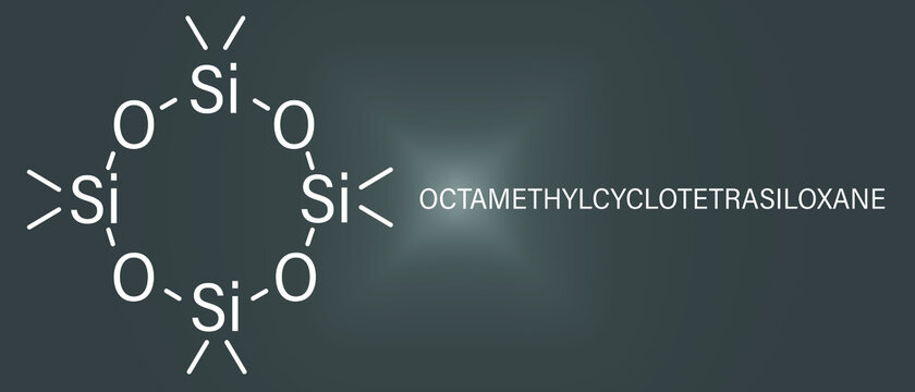 Octamethylcyclotetrasiloxane (D4 silicone) molecule. Skeletal formula.