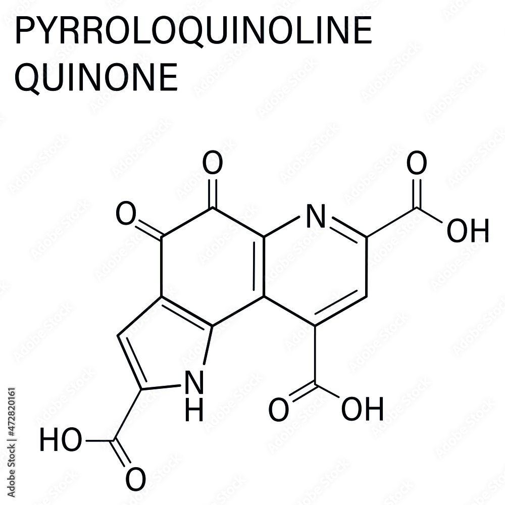 Sticker Pyrroloquinoline quinone (PQQ) redox cofactor molecule. Skeletal formula.