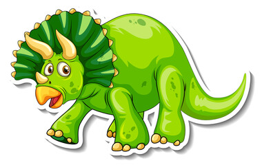 Triceratops dinosaur cartoon character sticker