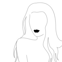 Continuous line art or One Line Drawing of a woman picture. Vector illustration.