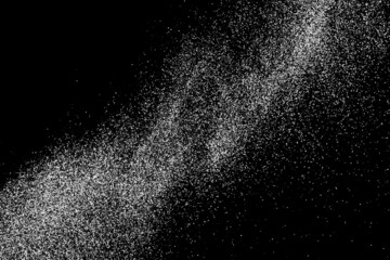 Abstract splashes of water on black background. Frozen motion of round particles. Rain, snow overlay texture. Vector Illustration, Eps 10.