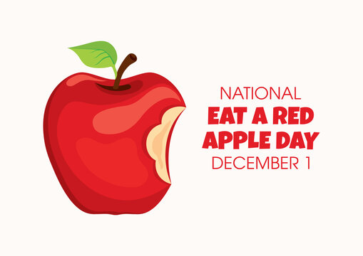 National Eat a Red Apple Day vector. Bitten red apple icon vector. Eat a Red Apple Day Poster, December 1. Important day