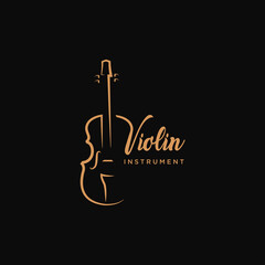 Violin viola fiddle cello instrument gold logo design © Nasarudin