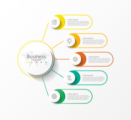 Business infographic abstract background  template circle colorful with 5 step