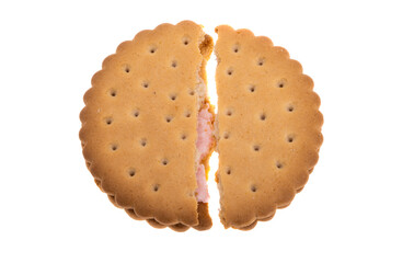 double biscuits with strawberry cream isolated