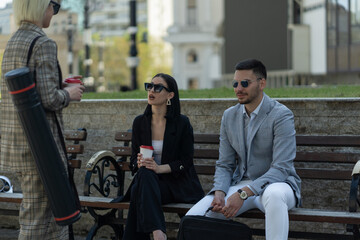 Fototapeta premium Talking while drinking coffee