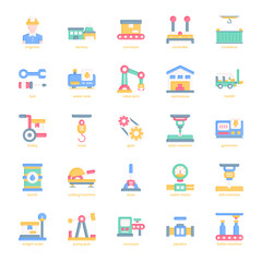 Manufacturing icon pack for your website design, logo, app, UI. Manufacturing icon flat design. Vector graphics illustration and editable stroke.
