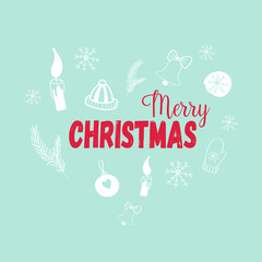 Christmas greeting card. Christmas greeting eco friendly card. Christmas vector text. Merry Christmas lettering.