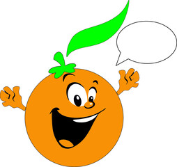 Funny orange, having good time. Funny fruit. Vector.