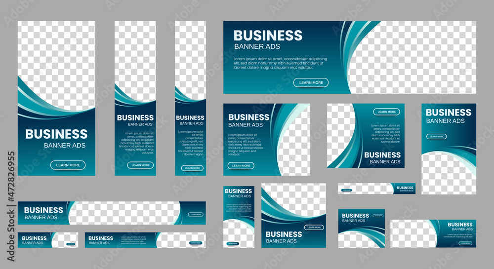 Fototapete Set of creative web banners of standard size with a place for photos. Vertical, horizontal and square template. vector eps