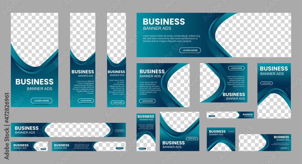 Wall mural set of creative web banners of standard size with a place for photos. vertical, horizontal and squar