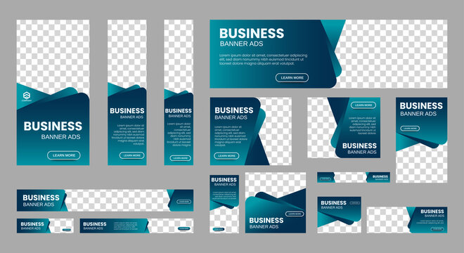 Set of creative web banners of standard size with a place for photos. Vertical, horizontal and square template. vector eps