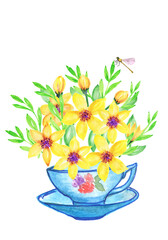 Watercolor flower bouquets spring .Flowers watercolor illustration. Manual composition. Mother's Day, wedding,  Pastel colors. Spring. Summer.