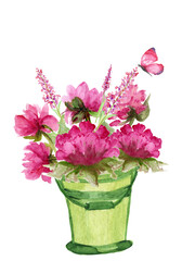 Watercolor flower bouquets spring .Flowers watercolor illustration. Manual composition. Mother's Day, wedding,  Pastel colors. Spring. Summer.