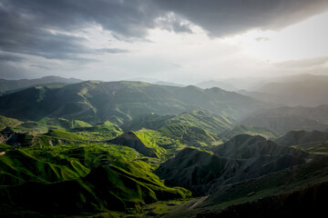 Picturesque landscape of the mountains in the village of Chokh in Dagestan