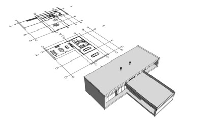 Modern house architectural drawing