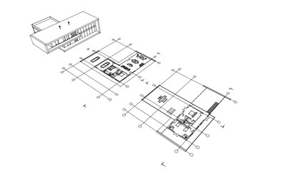 Fototapeta premium Modern house architectural drawing