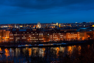 Panoramic view of the Vltava river from Prague Czech Republic