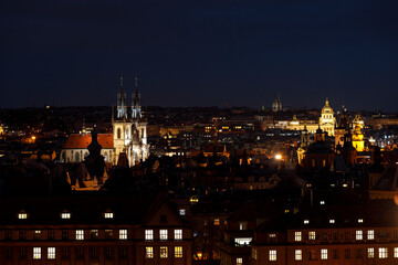 Fototapeta na wymiar Prague by night. Panoramic view of the old city of Prague