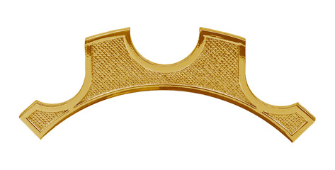 Golden decorative architectural element isolated on white background. Design element with clipping...
