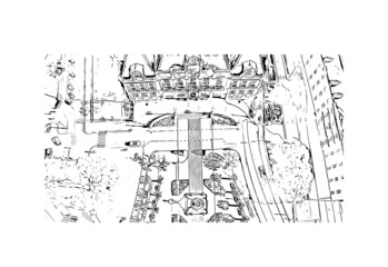 Building view with landmark of Limoges is the 
city in France. Hand drawn sketch illustration in vector.