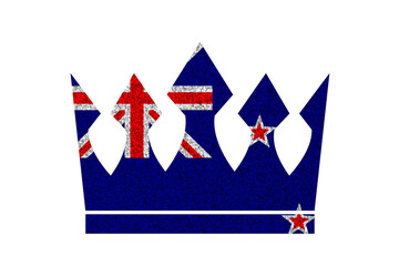 Bright glitter crown in colors of national flag on white background. New Zealand