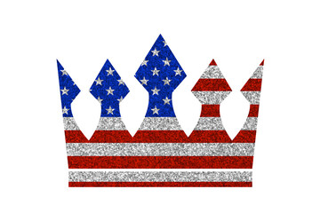 Obraz premium Bright glitter crown in colors of national flag on white background. USA