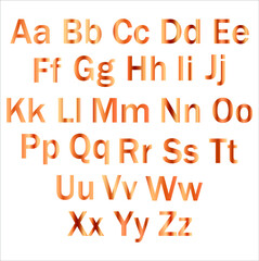 Metallic Copper Color English Alphabet Letters A to Z Simple and Capital Letters Flat Vector