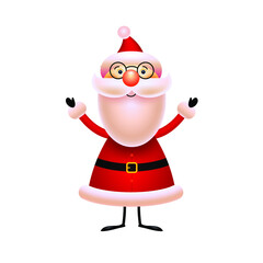 Santa claus 3d vector icon. Christmas illustration with cute cartoon grandfather isolated on white background.