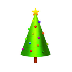Christmas tree 3d simple vector icon isolated on white background. Cone shape geometric christmas tree vector illustration