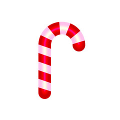 Candy cane 3d vector icon isolated on white background