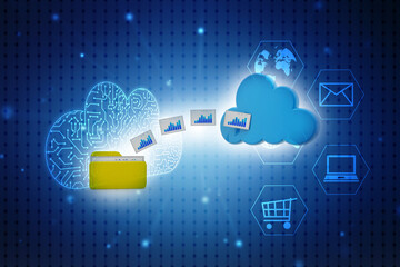 3d rendering Cloud computing concept, Cloud internet technology concept background, Cloud computing and network data Storage concept	