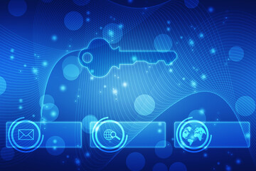 Digital key icon protecting data personal information. Data protection privacy Concept, Information privacy internet technology, Key to success or solution, Cyber Security Concept