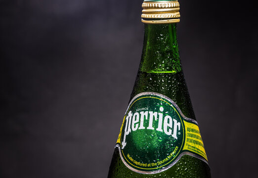 Perrier mineral water in a glass bottle