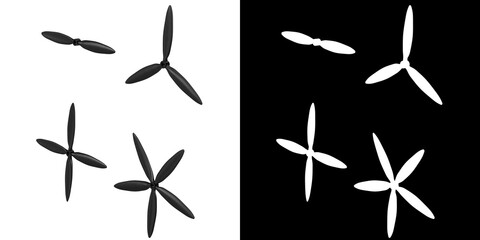 3D rendering illustration of some airplane propellers