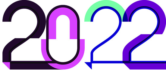 happy new year, colored 2022 numbers, design elements for new year decor, 2022 vector