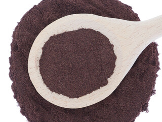 Grapes skin powder in wooden spoon