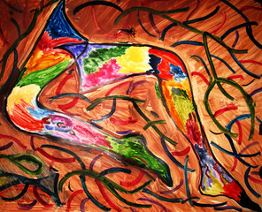 Avant-garde art. Acrobat, abstract watercolor painting