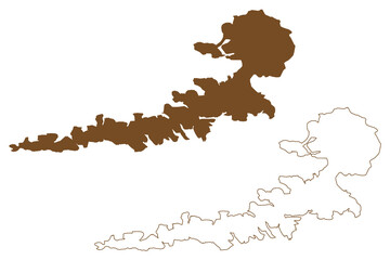 Atka island (United States of America, North America, Alaska, US, USA, Aleutian Islands) map vector illustration, scribble sketch Atka map