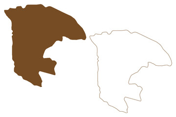 Hall island (Russia, Russian Federation, Franz Josef Land archipelago) map vector illustration, scribble sketch Gallya map