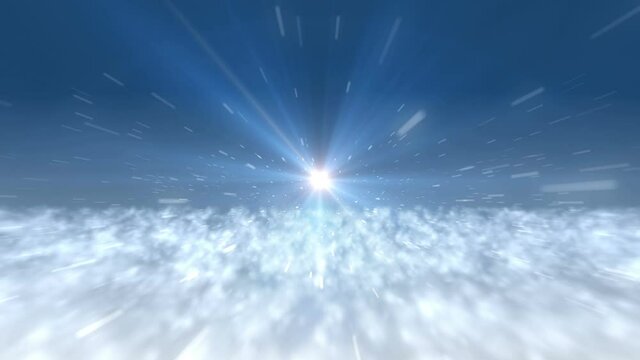 fly above clouds sun ray 4k