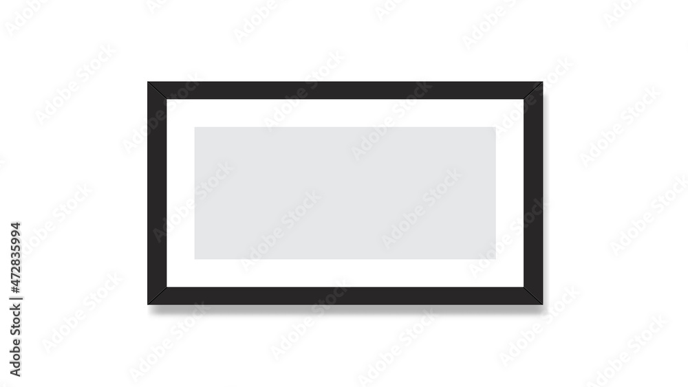 Wall mural Black wood frame or photo frame on white background. Vector illustration