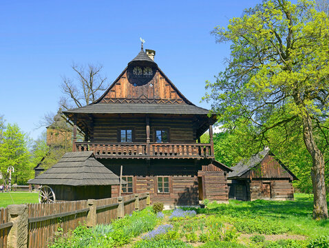 Roznov, Czech Republic - The Mayor's house from Velke Karlovice of Wallachian Open Air Museum. This is a replica of the original building from 1793.