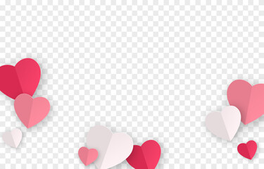 Vector paper hearts png. Valentine's day, red and white hearts png, love, holiday, paper elements.