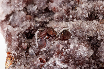 Macro stone mineral quartz Sphalerite on a white background
