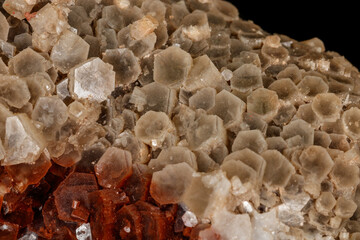 Macro stone Aragonite mineral on a black background