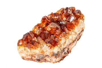 Macro mineral stone Citrine on white background
