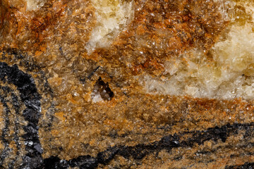 macro mineral fluorite stone on black background