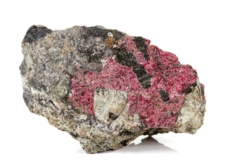 Macro stone Eudialyte mineral on white background